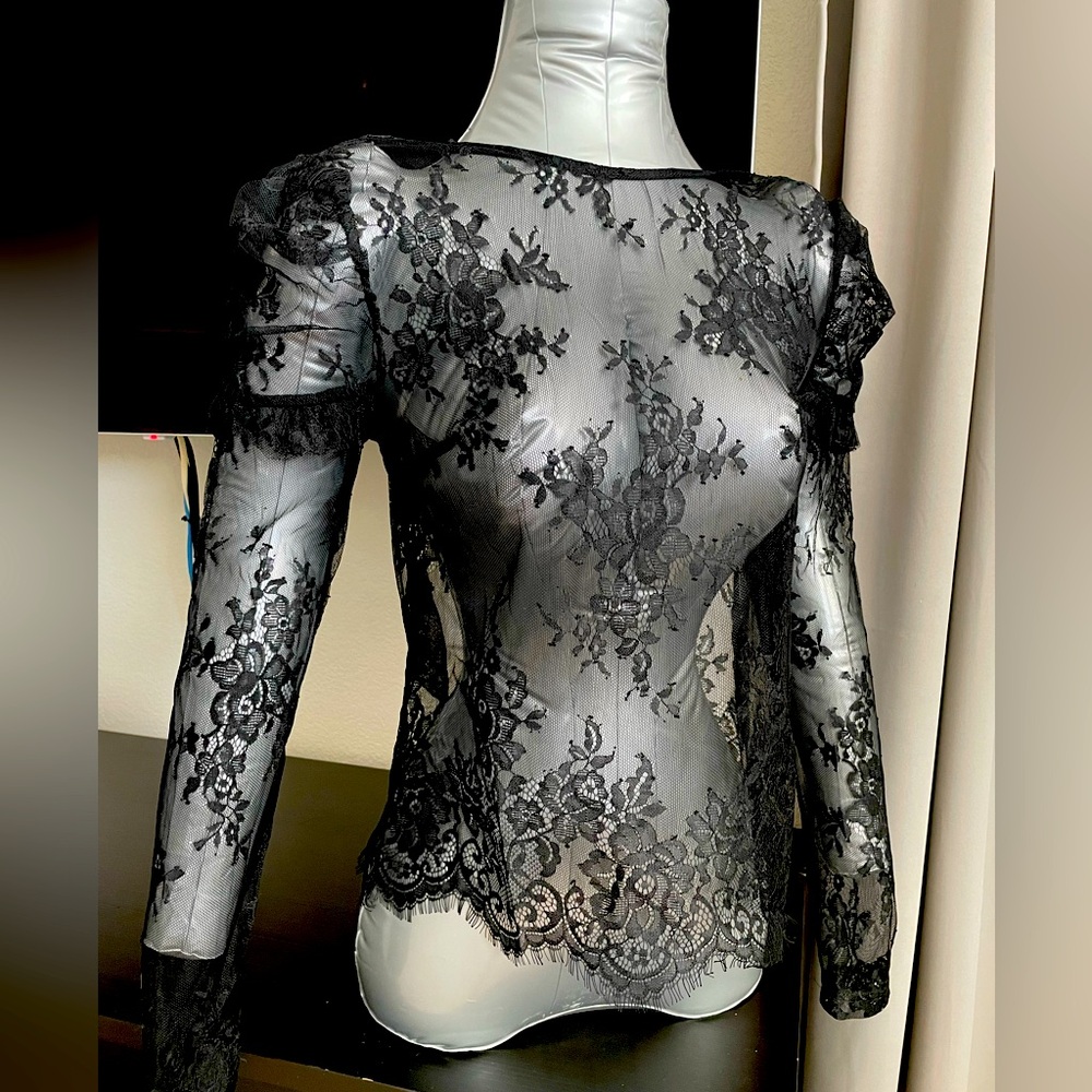 Sexy Lacey Long Sleeve Top - Small